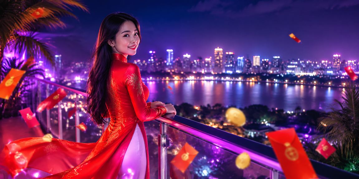 Bao lì xì đỏ và áo dài Hà Nội biểu trưng cho ưu đãi voucher dịp Tết